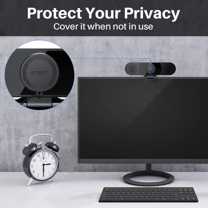 EMEET 1080P Webcam with Microphone, C960 Web Camera, 2 Mics, 90° FOV, USB Type-A & A-to-C Adapter, Plug&Play Computer Camera for Online Calling/Conferencing, Zoom/Skype/Facetime/YouTube, 2025 Version